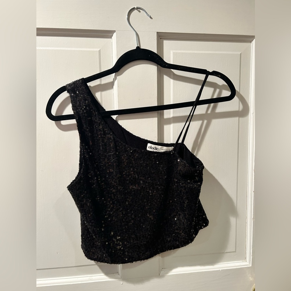 One shoulder Sequin top